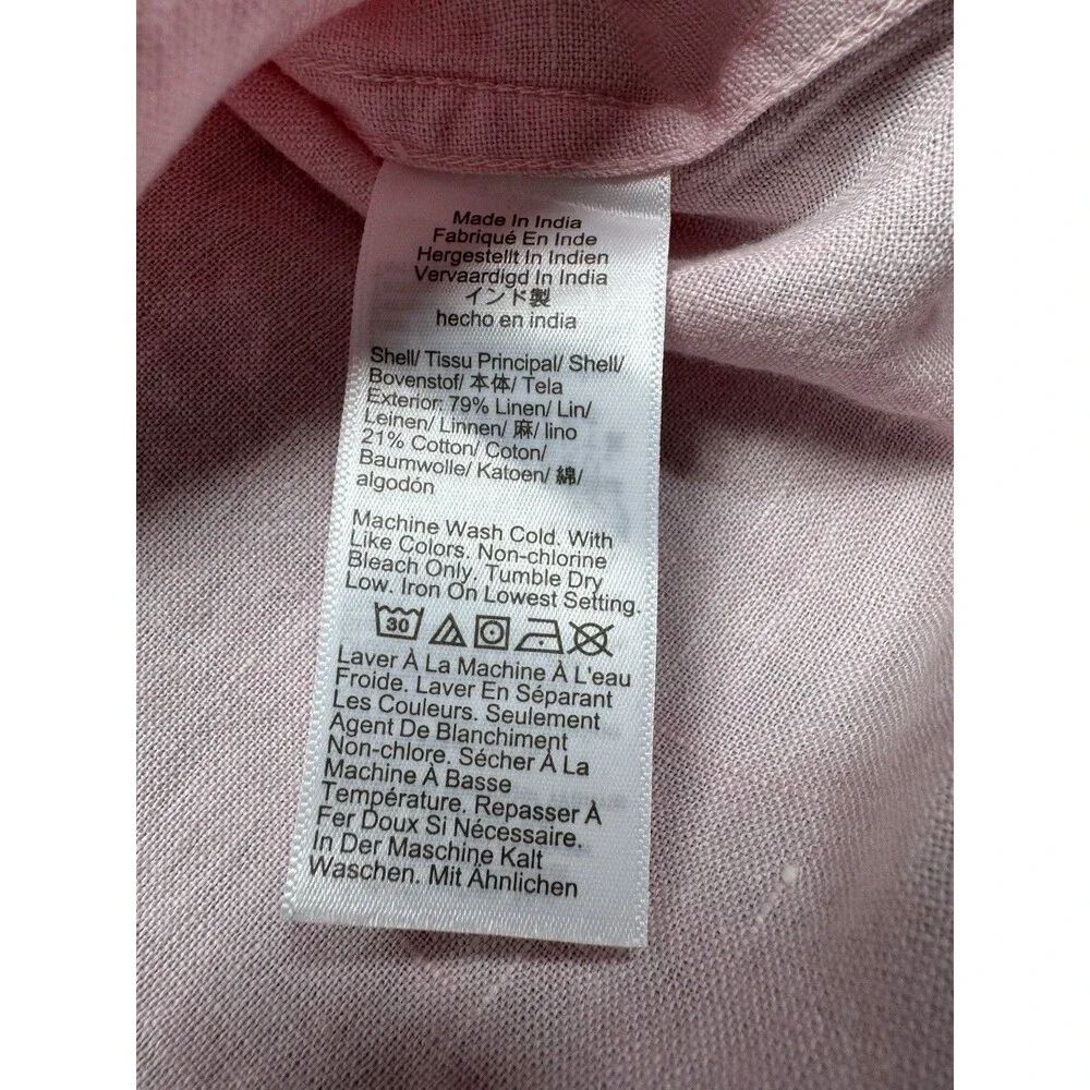 J Crew Linen Shirt Mens Light Pink Long Sleeve Button Up Dress Shirt Size XXL